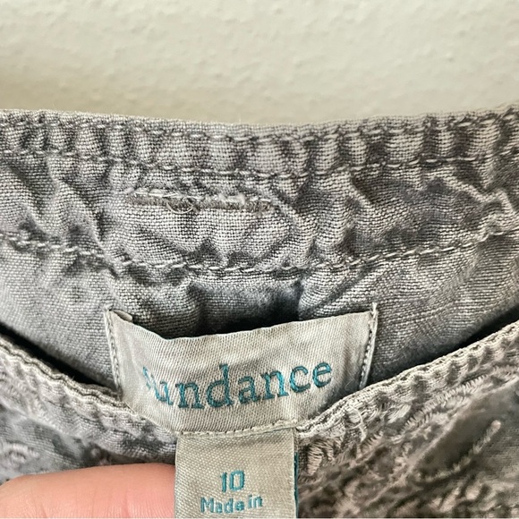 Sundance More Than Cargo Gray Linen Cotton Embroidered Boho Utility Pants - Picture 5 of 8
